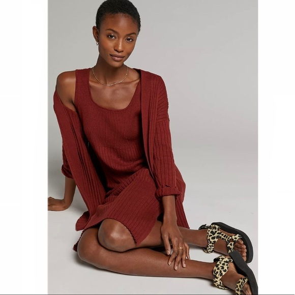 Anthropologie Colleen Ribbed Dress Sweater Cardigan Set - Picture 2 of 12